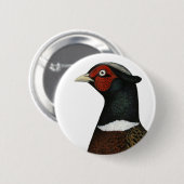 Badge Rond 5 Cm Ringneck Pheasant Head (Devant & derrière)
