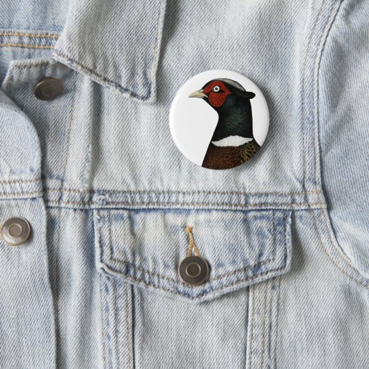Badge Rond 5 Cm Ringneck Pheasant Head (En situation)