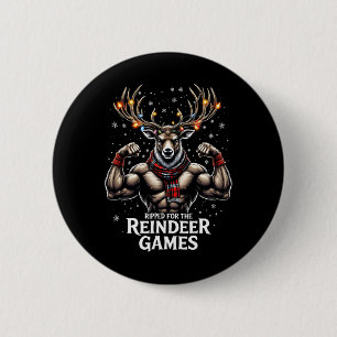 Badge Rond 5 Cm Ripped For The Games Drôle Christmas Gym Workout R