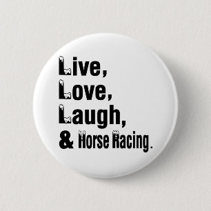 Badge Rond 5 Cm Rire et course de chevaux vivants d'amour