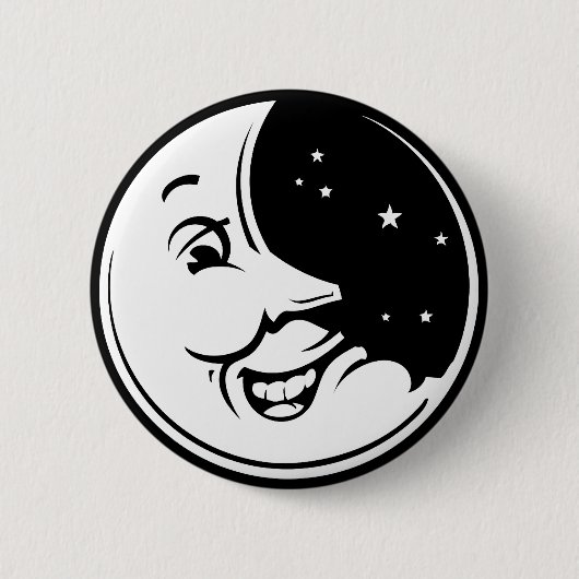 Badge Rond 5 Cm Rire étouffé de lune (Devant)
