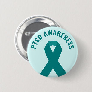 Badge Rond 5 Cm Risque Turquoise de sensibilisation au SSPT