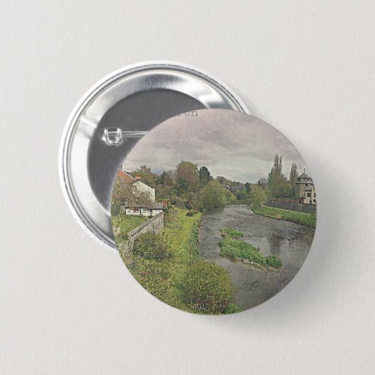 Badge Rond 5 Cm River Hafren à Newtown, Powys (Devant & derrière)