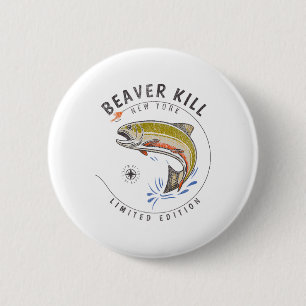Badge Rond 5 Cm Rivière Beaverkill New York Pêche à la mouche Souv