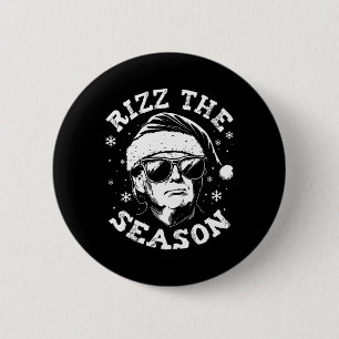 Badge Rond 5 Cm Rizz La Saison Drôle Trump Joyeux Noël Santa
