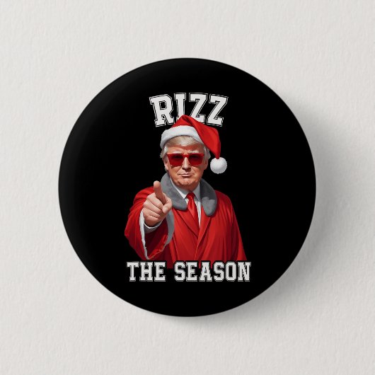 Badge Rond 5 Cm Rizz La Saison Funny Trump Noël Père Noël (Devant)