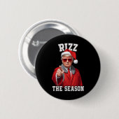 Badge Rond 5 Cm Rizz La Saison Funny Trump Noël Père Noël (Devant & derrière)