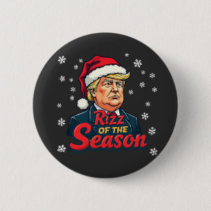 Badge Rond 5 Cm Rizz of the Season Funny Trump Christmas Père Noël