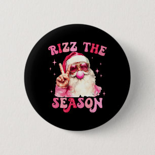 Badge Rond 5 Cm Rizz Saison Père Noël Pink Bubble Gum Rizzmas Chri
