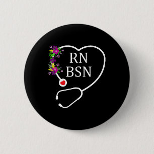 Badge Rond 5 Cm Rn Bsn Infirmière Infirmière Infirmière Florale St
