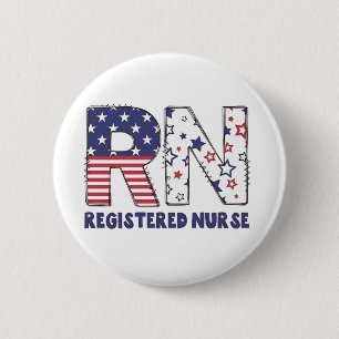 Badge Rond 5 Cm RN Infirmière inscrite 4 juillet subtile Américain