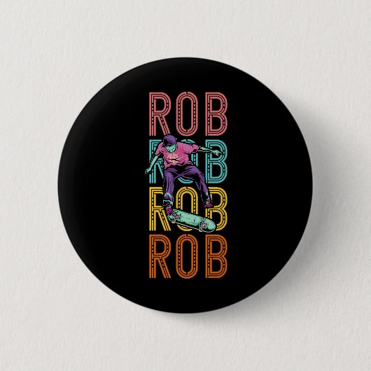 Badge Rond 5 Cm Rob Custom Skateboarding Hob (Devant)