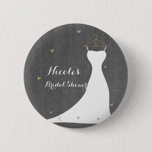 Badge Rond 5 Cm Robe de mariée moderne et douche de mariée coeurs
