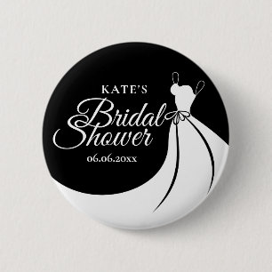 Badge Rond 5 Cm Robe élégante noire et blanche pour la douche de l