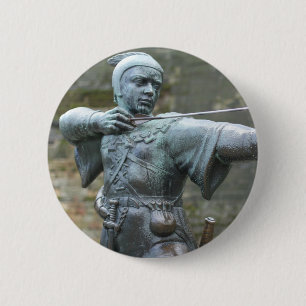 Badge Rond 5 Cm Robin des Bois Statue Nottingham