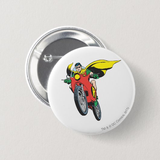 Badge Rond 5 Cm Robin Rides 2 (Devant & derrière)
