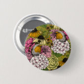 Badge Rond 5 Cm Robins dans le jardin 2 (Devant & derrière)