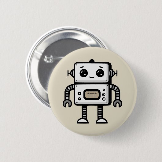 Badge Rond 5 Cm Robot (Devant & derrière)