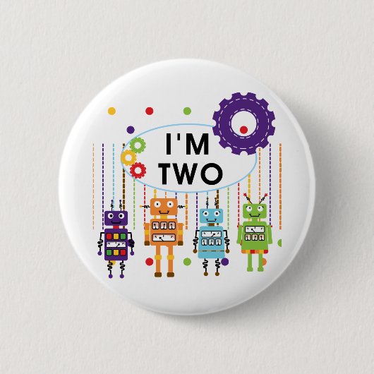 Badge Rond 5 Cm Robot 2e chemises et cadeaux d'anniversaire (Devant)