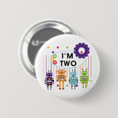 Badge Rond 5 Cm Robot 2e chemises et cadeaux d'anniversaire (Devant & derrière)