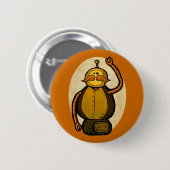 Badge Rond 5 Cm Robot antique de Steambot (Devant & derrière)