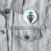 Badge Rond 5 Cm Robot Arnie, violet et vert (En situation)