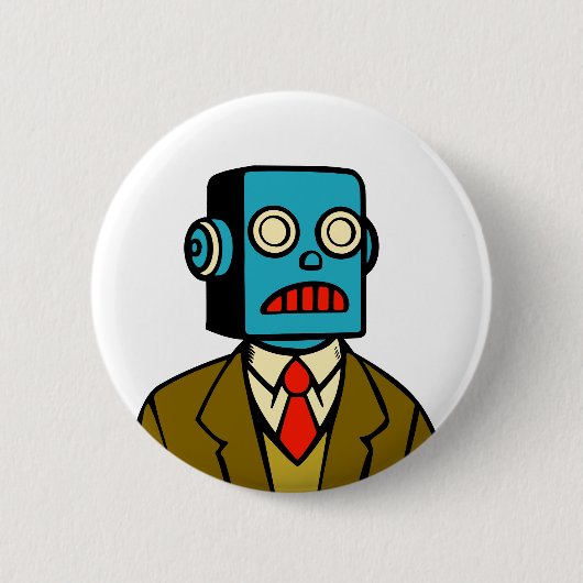 Badge Rond 5 Cm Robot bleu (Devant)