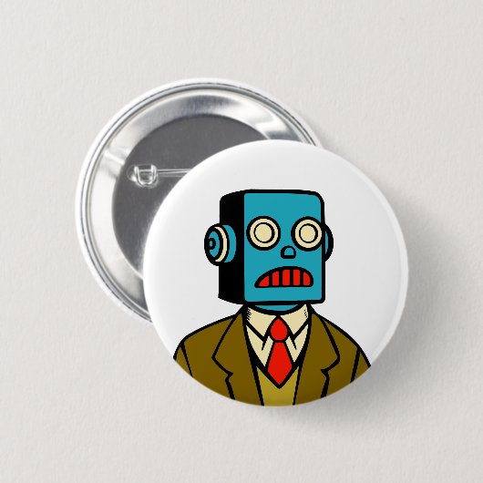 Badge Rond 5 Cm Robot bleu (Devant & derrière)