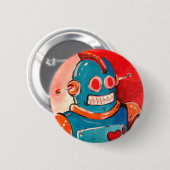 Badge Rond 5 Cm Robot bleu (Devant & derrière)