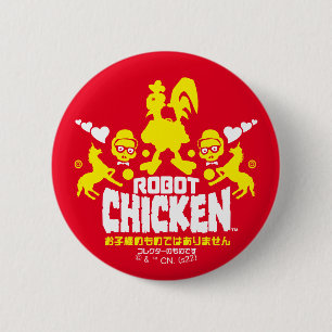Badge Rond 5 Cm Robot Chicken Nerd Unicorn