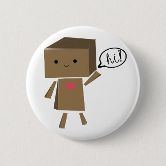 Badge Rond 5 Cm Robot de carton : bonjour !