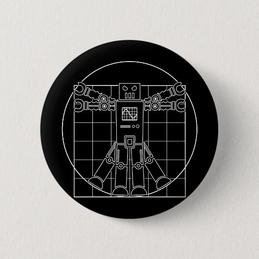 Badge Rond 5 Cm Robot de da Vinci Vitruvian (Devant)