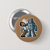 Badge Rond 5 Cm Robot en colère (Devant & derrière)