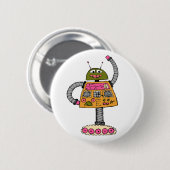 Badge Rond 5 Cm Robot Frankie, orange sur blanc (Devant & derrière)