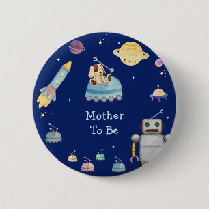 Badge Rond 5 Cm Robot Jouet Pour Mère À Venir Garçon Espace Baby S