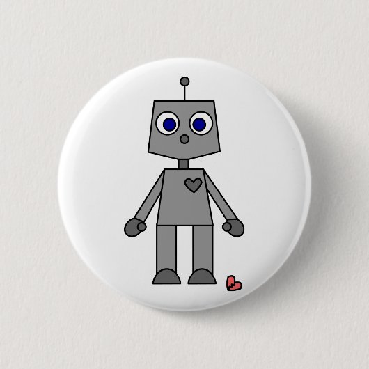 Badge Rond 5 Cm Robot mignon avec un coeur brisé (Devant)