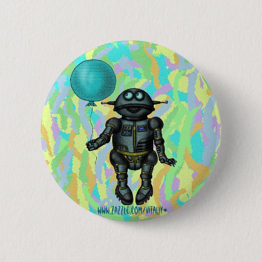 Badge Rond 5 Cm Robot mignon drôle avec la conception de bouton de (Devant)