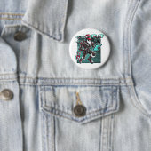 Badge Rond 5 Cm Robot Père Noël propulsé par IA avec drones et Noë (En situation)