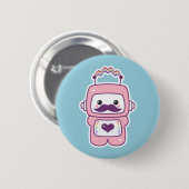 Badge Rond 5 Cm Robot rose mignon dans le déguisement (Devant & derrière)
