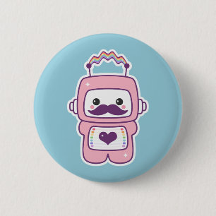 Badge Rond 5 Cm Robot rose mignon dans le déguisement