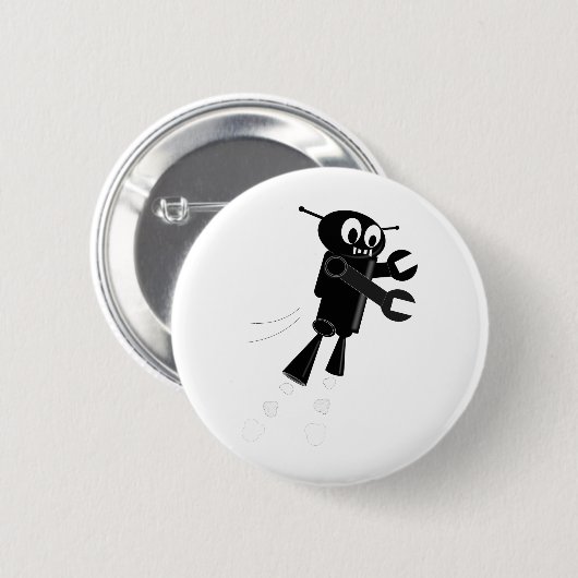 Badge Rond 5 Cm Robot volant noir (Devant & derrière)