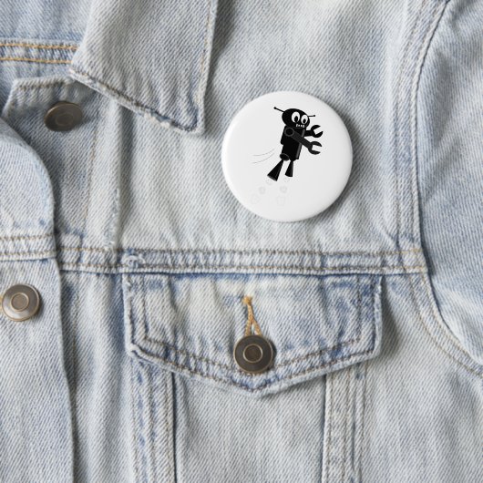 Badge Rond 5 Cm Robot volant noir (En situation)