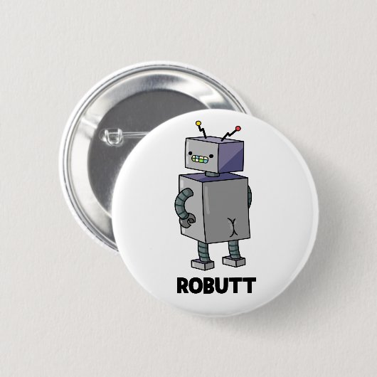 Badge Rond 5 Cm Robutt Funny Robot Pun (Devant & derrière)