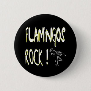 Badge Rond 5 Cm Roche de Flamants roses ! Bouton