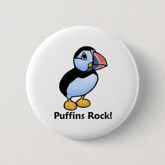 Badge Rond 5 Cm Roche de macareux ! (Devant)