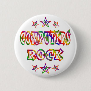 Badge Rond 5 Cm Roche d'ordinateurs d'étoiles