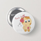 Badge Rond 5 Cm Roche sur le chiot (Devant & derrière)