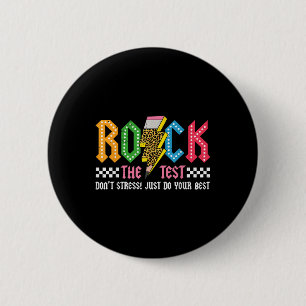 Badge Rond 5 Cm Rocher Le Jour De Test De Ne Pas Stress Abcd Alpha