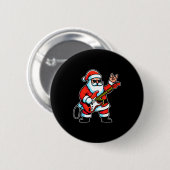 Badge Rond 5 Cm Rock & Roll Christmas Santa Claus Guitar Playe (Devant & derrière)