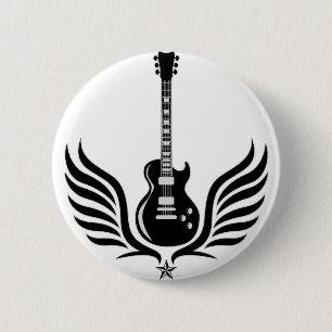 Badge Rond 5 Cm rock and roll electric guitar witar
